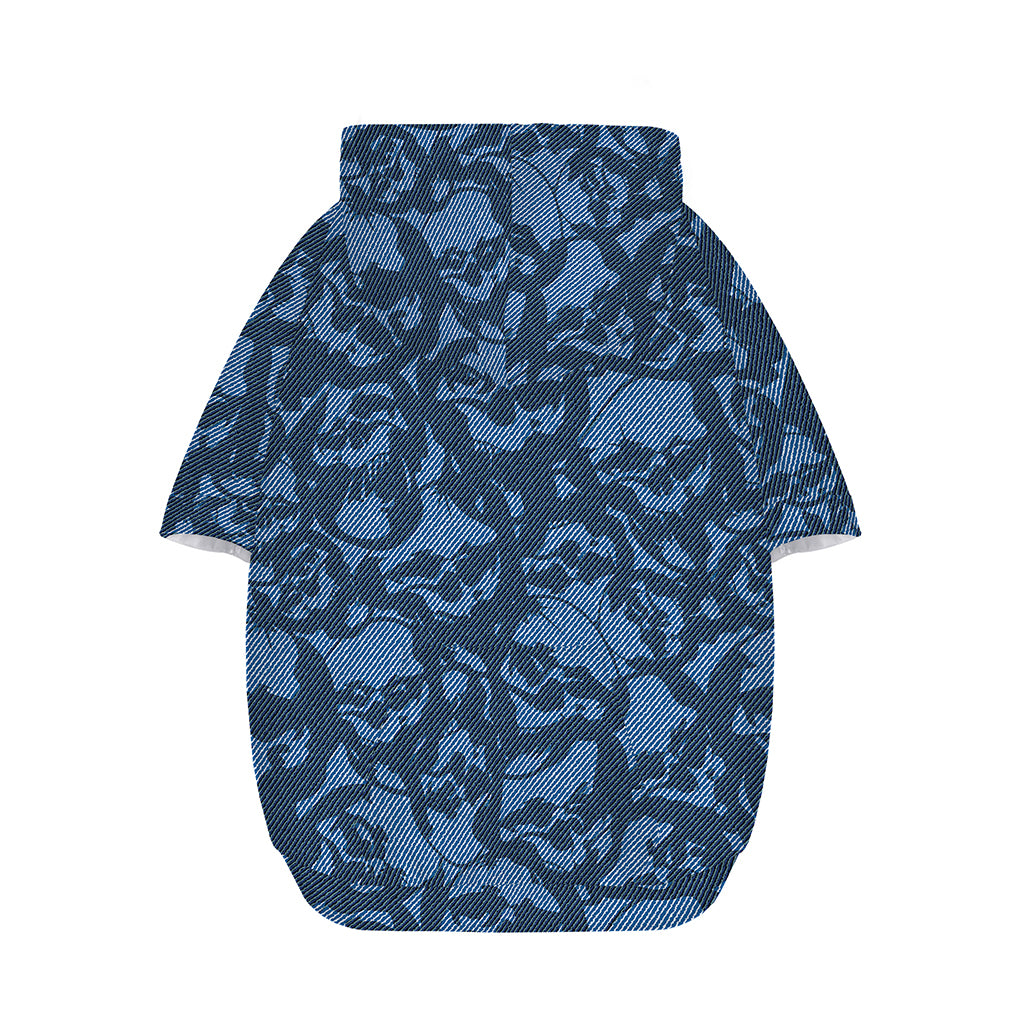 Skull Denim Jeans Pattern Print Dog Zip Up Hoodie
