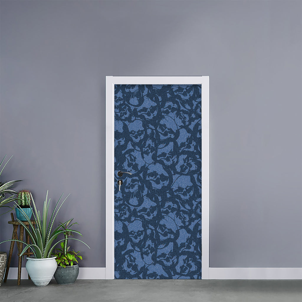 Skull Denim Jeans Pattern Print Door Sticker