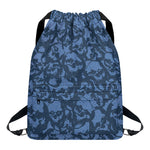 Skull Denim Jeans Pattern Print Drawstring Backpack