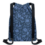 Skull Denim Jeans Pattern Print Drawstring Backpack