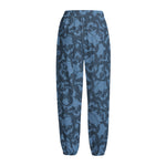 Skull Denim Jeans Pattern Print Fleece Lined Knit Pants