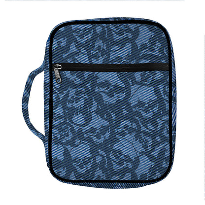 Skull Denim Jeans Pattern Print Front Pocket Bible Bag