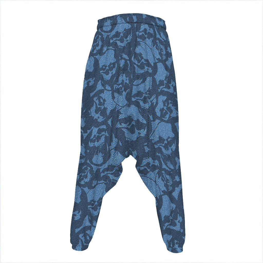 Skull Denim Jeans Pattern Print Hammer Pants