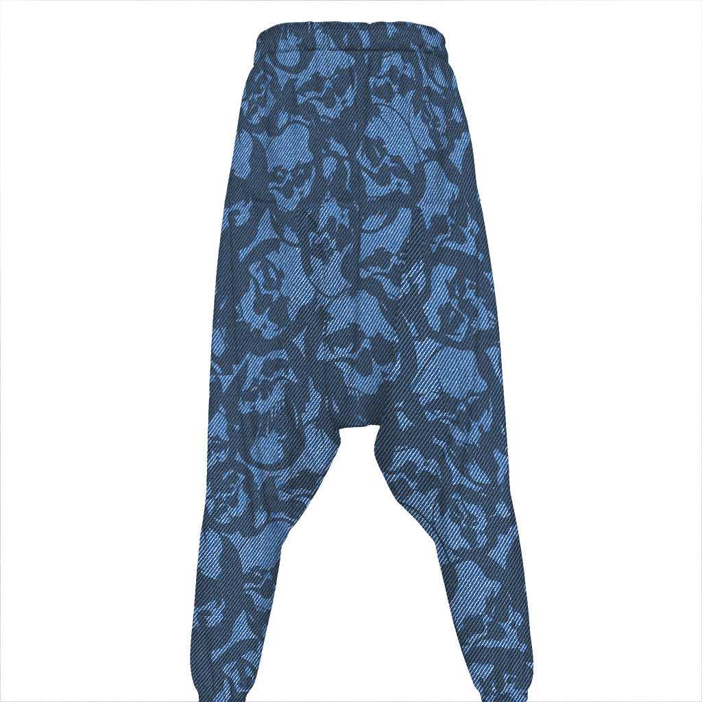 Skull Denim Jeans Pattern Print Hammer Pants