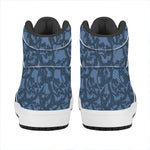 Skull Denim Jeans Pattern Print High Top Leather Sneakers