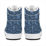 Skull Denim Jeans Pattern Print High Top Leather Sneakers