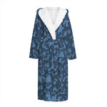 Skull Denim Jeans Pattern Print Hooded Bathrobe