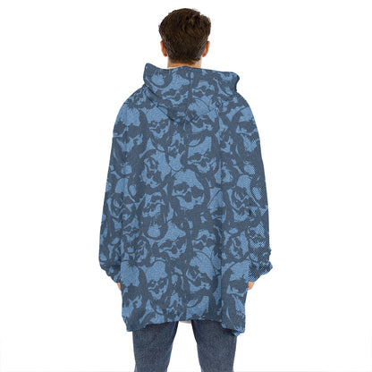 Skull Denim Jeans Pattern Print Hoodie Blanket