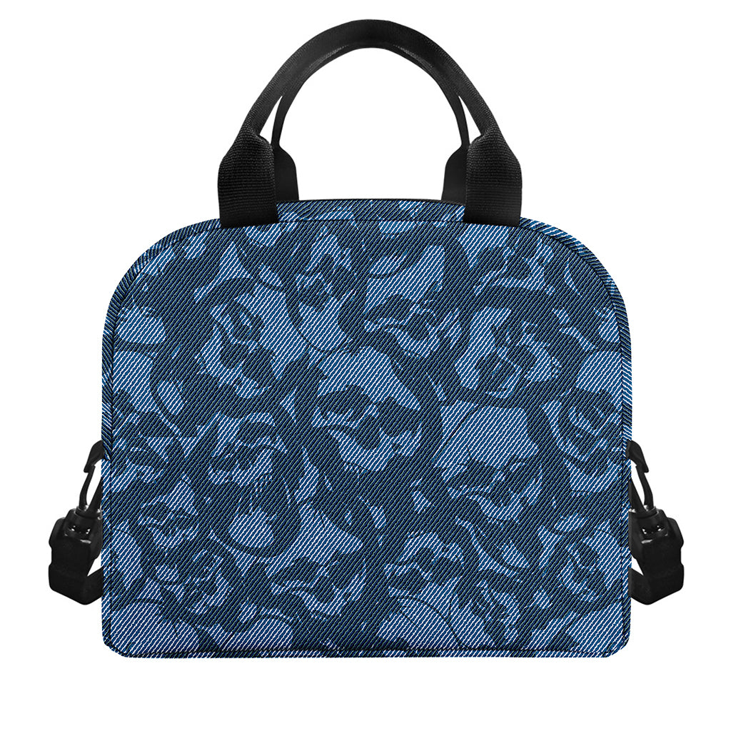 Skull Denim Jeans Pattern Print Insulated Lunch Bag