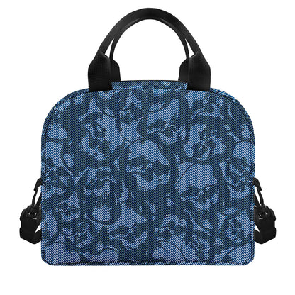 Skull Denim Jeans Pattern Print Insulated Lunch Bag