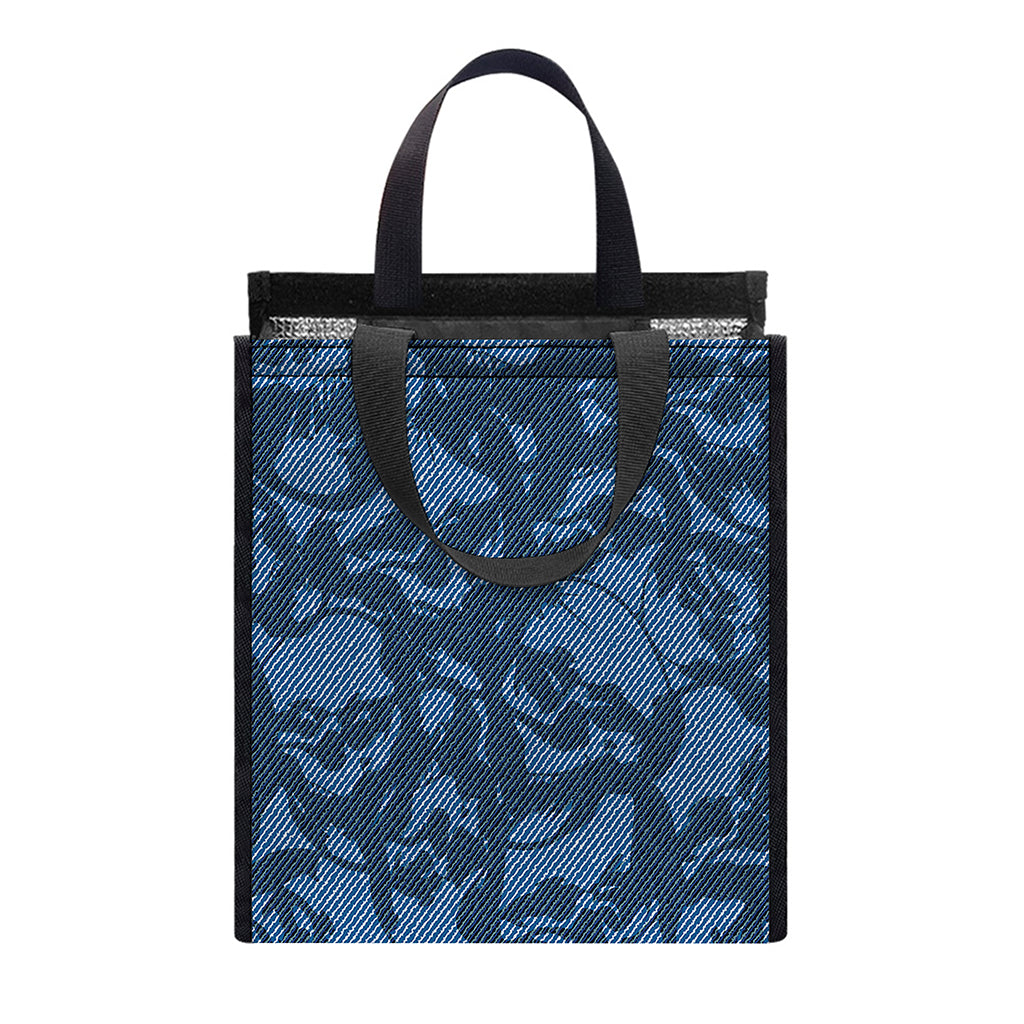 Skull Denim Jeans Pattern Print Insulated Lunch Tote