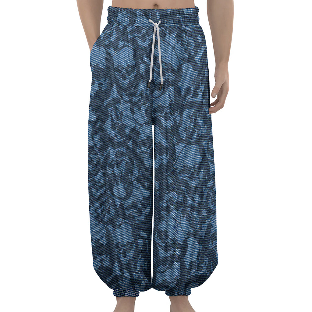 Skull Denim Jeans Pattern Print Lantern Pants