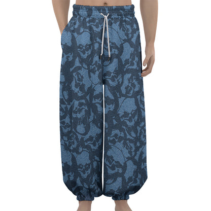 Skull Denim Jeans Pattern Print Lantern Pants