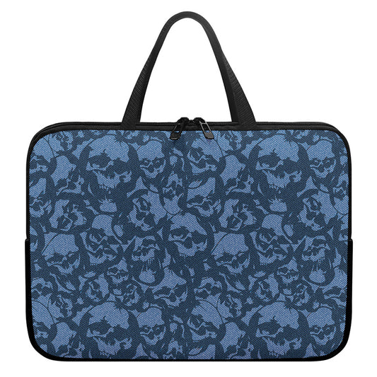 Skull Denim Jeans Pattern Print Laptop Sleeve With Handle