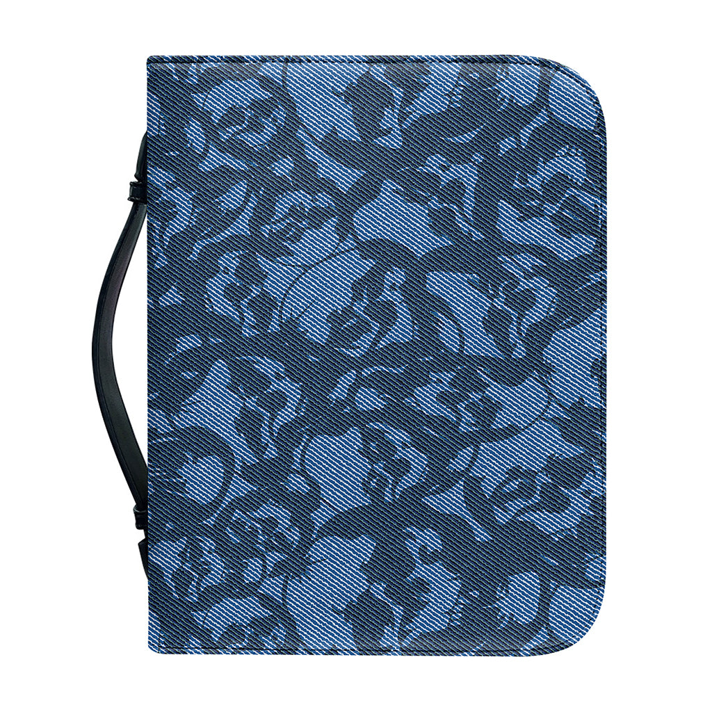 Skull Denim Jeans Pattern Print Leather Bible Cover