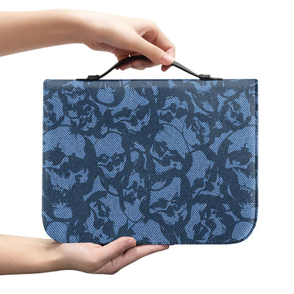 Skull Denim Jeans Pattern Print Leather Bible Cover