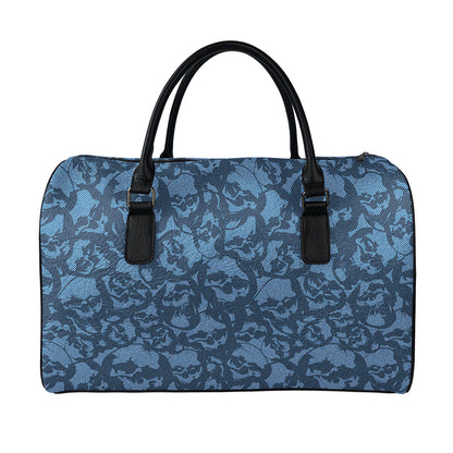 Skull Denim Jeans Pattern Print Leather Duffle Bag