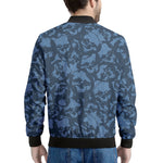 Skull Denim Jeans Pattern Print Men's Bomber Jacket
