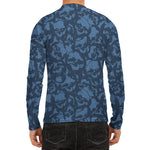 Skull Denim Jeans Pattern Print Men's Long Sleeve Rash Guard