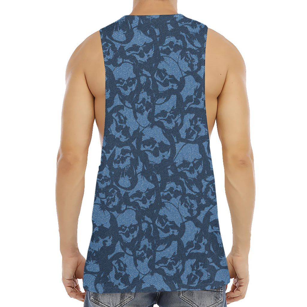 Skull Denim Jeans Pattern Print Men's Muscle Tank Top