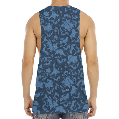 Skull Denim Jeans Pattern Print Men's Muscle Tank Top