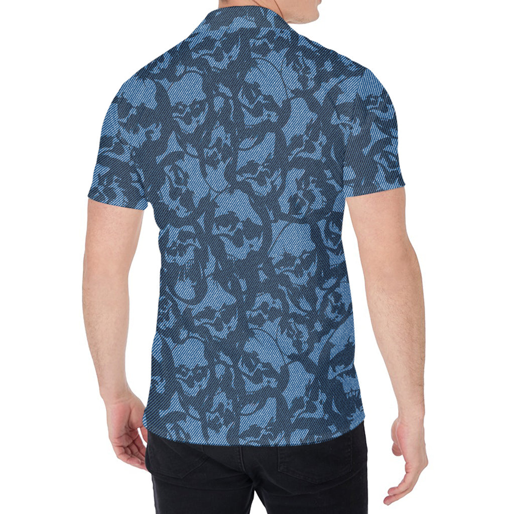 Skull Denim Jeans Pattern Print Men's Shirt
