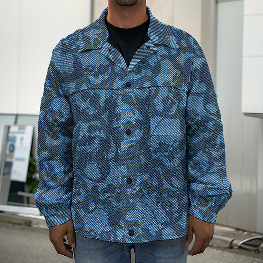 Skull Denim Jeans Pattern Print Men's Shirt Jacket