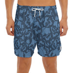 Skull Denim Jeans Pattern Print Men's Split Running Shorts