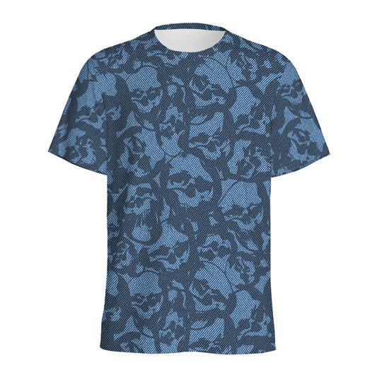 Skull Denim Jeans Pattern Print Men's Sports T-Shirt