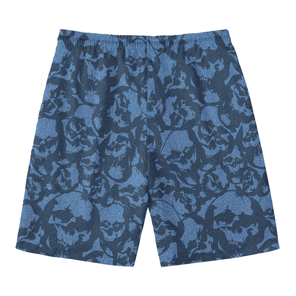 Skull Denim Jeans Pattern Print Men's Swim Trunks