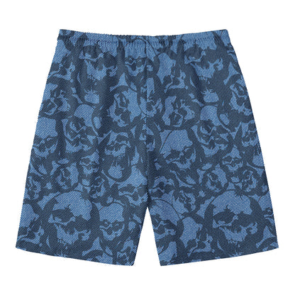 Skull Denim Jeans Pattern Print Men's Swim Trunks