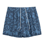 Skull Denim Jeans Pattern Print Mesh Shorts