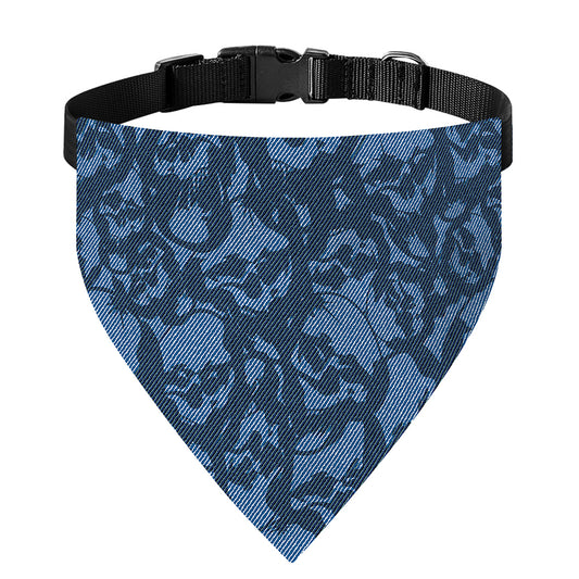 Skull Denim Jeans Pattern Print Over The Collar Dog Bandana