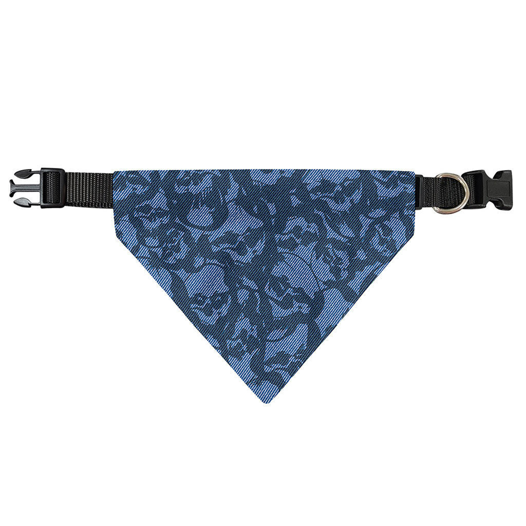 Skull Denim Jeans Pattern Print Over The Collar Dog Bandana