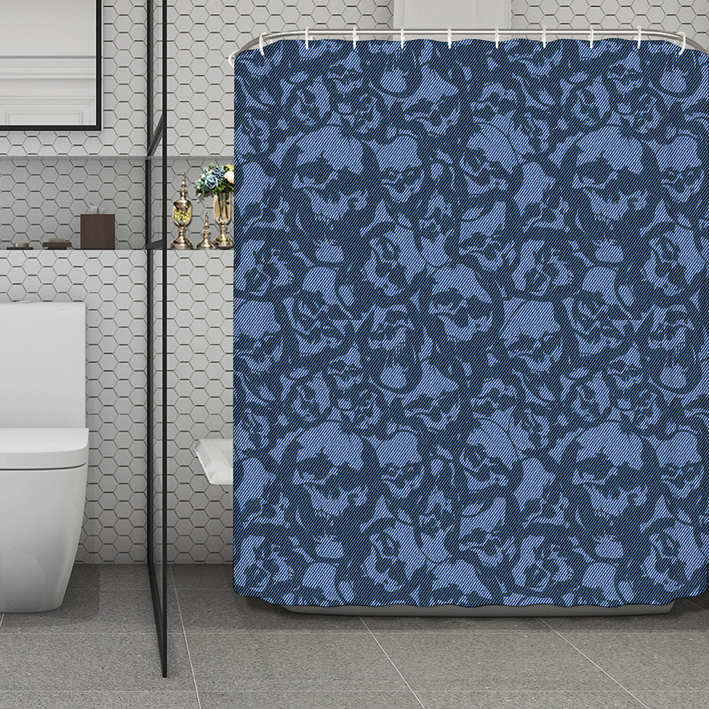 Skull Denim Jeans Pattern Print Polyester Shower Curtain