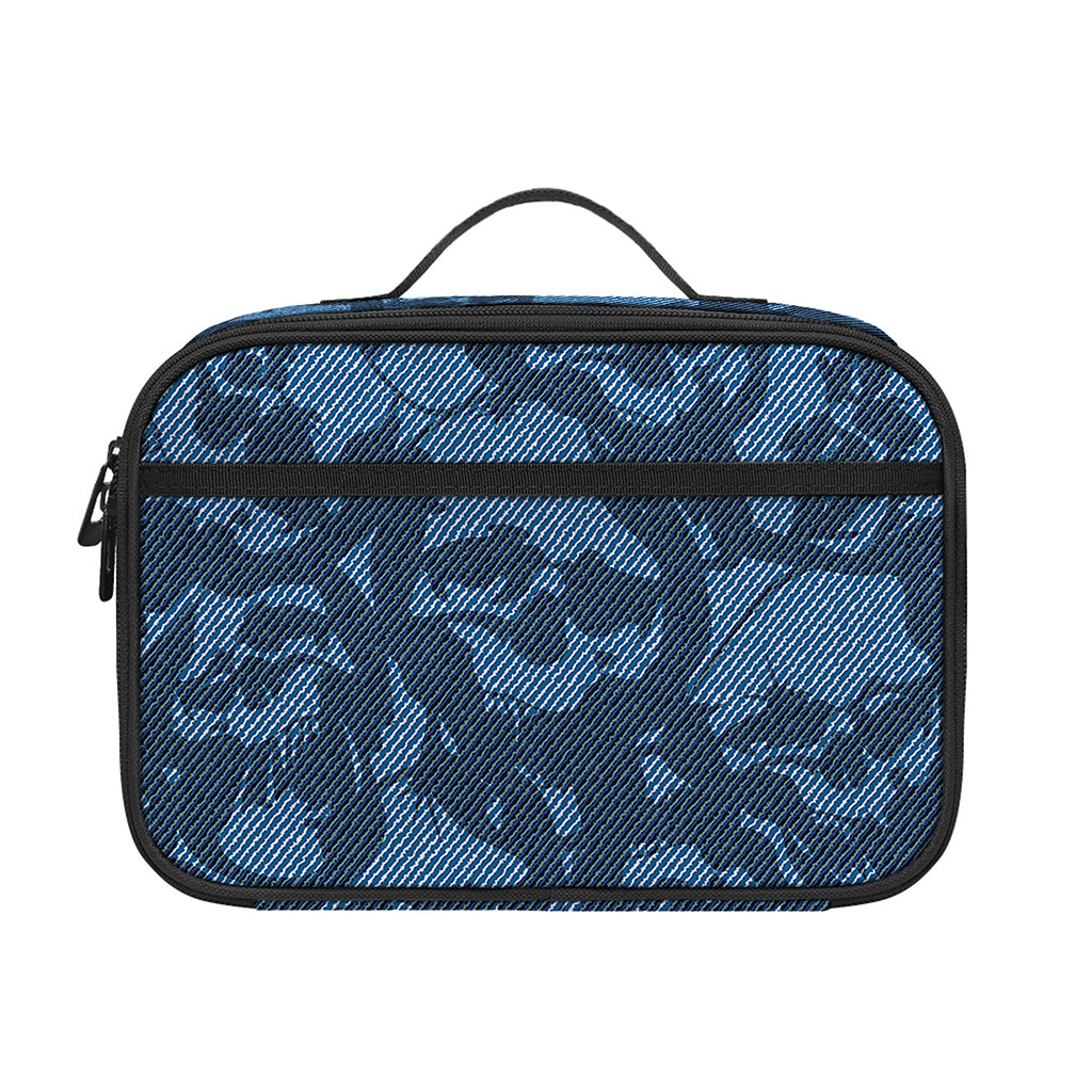 Skull Denim Jeans Pattern Print Portable Lunch Bag