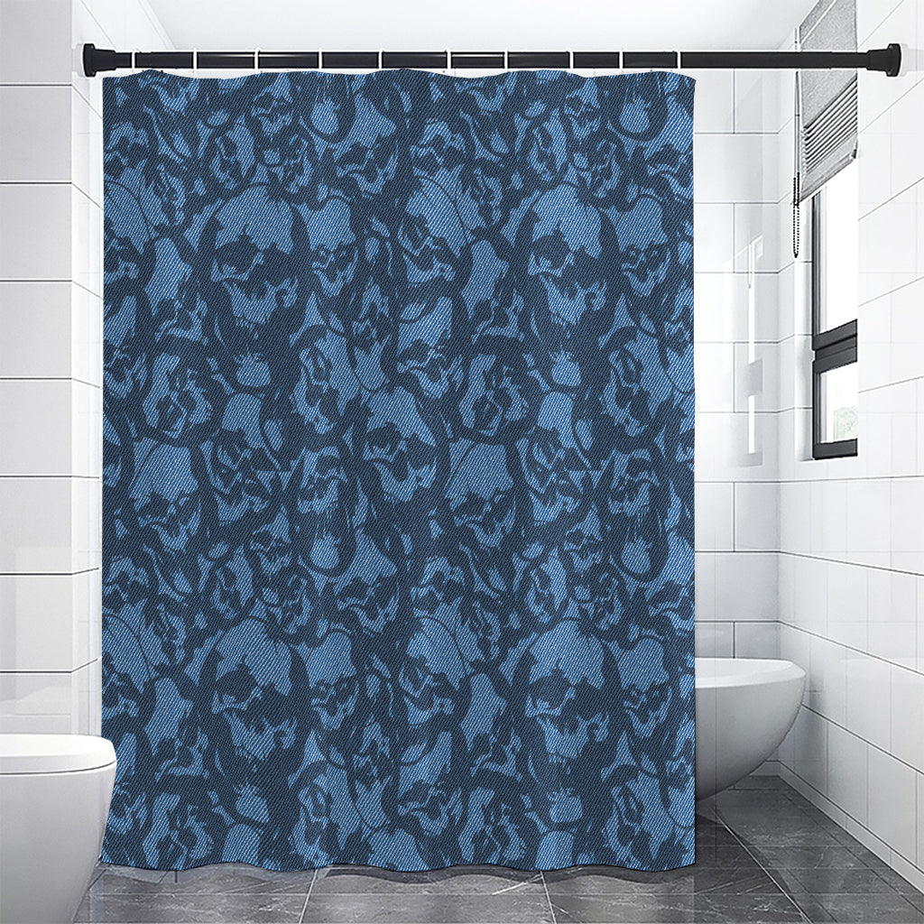 Skull Denim Jeans Pattern Print Premium Shower Curtain