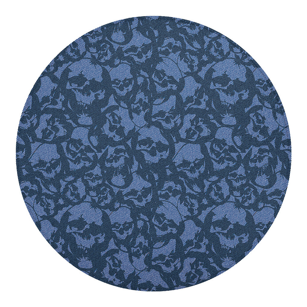 Skull Denim Jeans Pattern Print Round Blanket