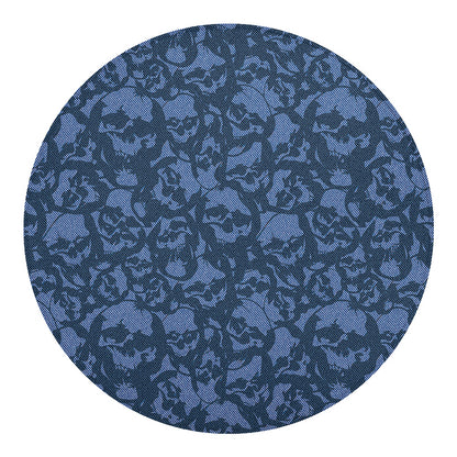 Skull Denim Jeans Pattern Print Round Blanket