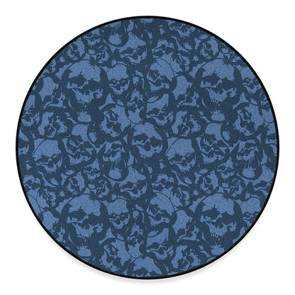 Skull Denim Jeans Pattern Print Round Floor Mat