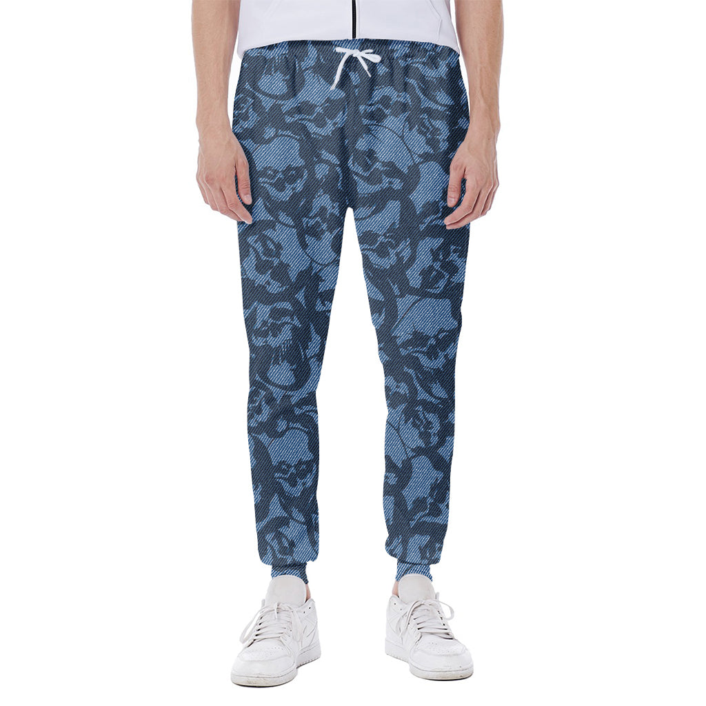 Skull Denim Jeans Pattern Print Scuba Joggers