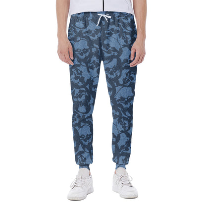 Skull Denim Jeans Pattern Print Scuba Joggers