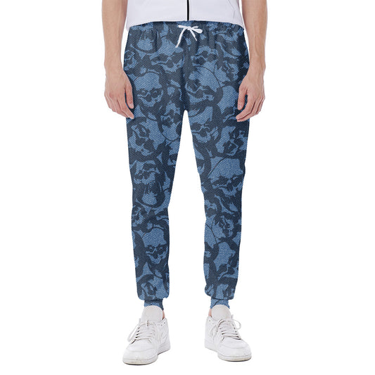 Skull Denim Jeans Pattern Print Scuba Joggers