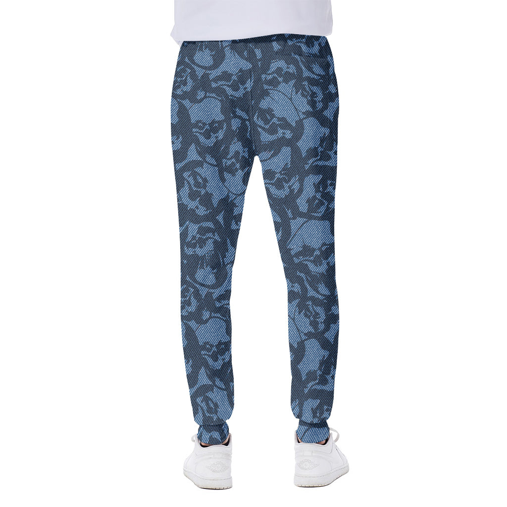 Skull Denim Jeans Pattern Print Scuba Joggers