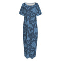 Skull Denim Jeans Pattern Print Short Sleeve Long Nightdress