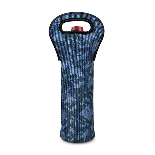 Skull Denim Jeans Pattern Print Single Neoprene Wine Tote