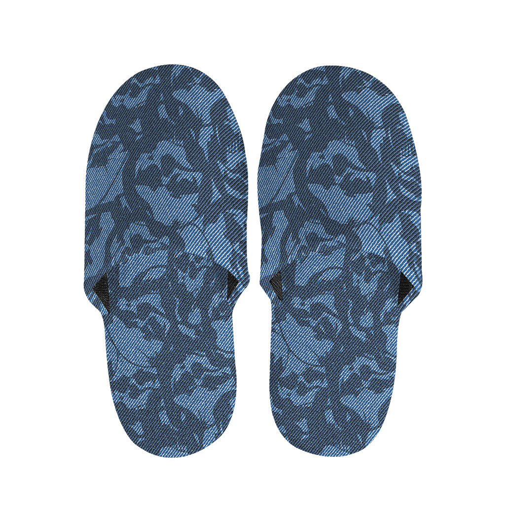 Skull Denim Jeans Pattern Print Slippers