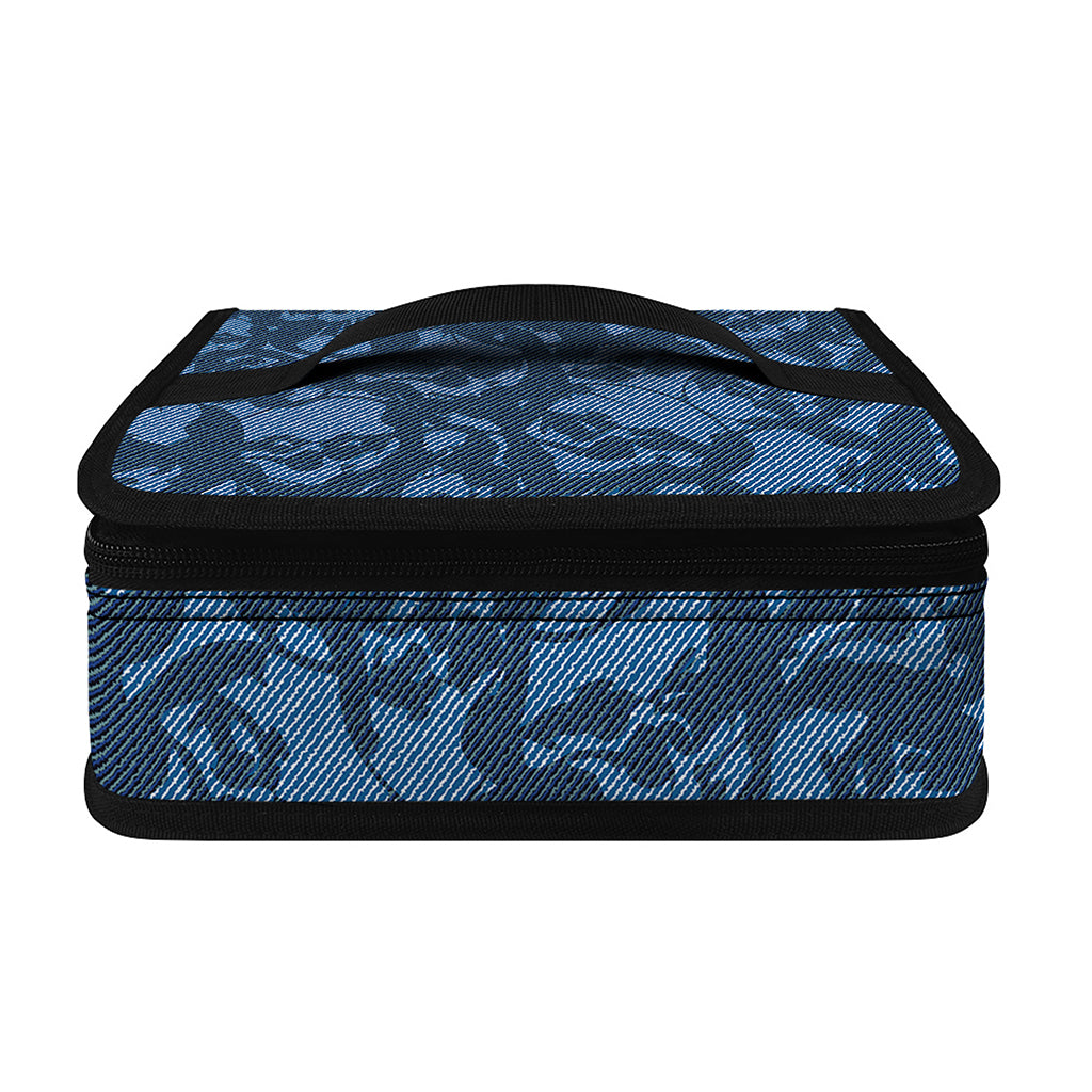 Skull Denim Jeans Pattern Print Small Lunch Bag