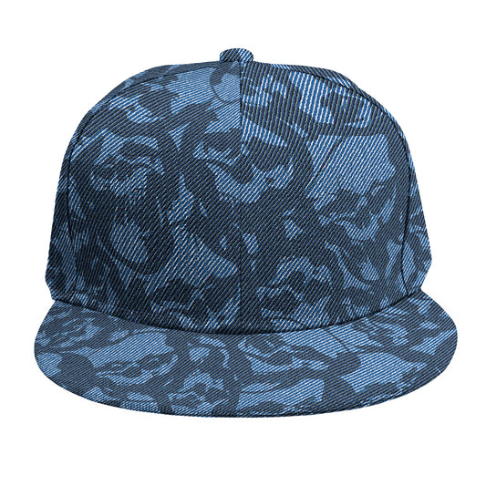 Skull Denim Jeans Pattern Print Snapback Cap