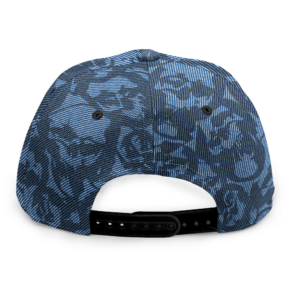 Skull Denim Jeans Pattern Print Snapback Cap